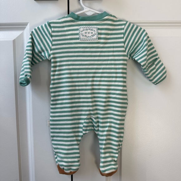 Jojo Maman Bebe Green Stripes Bear Appliqué Footie (Size Newborn) - Picture 2 of 6